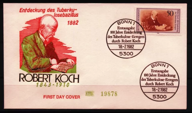 BRD FDC MiNr 1122 (3G) 100. Jahrestag Entdeckung des TBC-Erregers -Robert Koch-