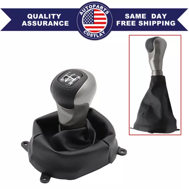 5 Speed Gear Shift Knob With Boot Cover Case For fits Honda Civic 2006-2011