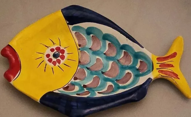 Fish Bowl Dish hand painted Italy Italian pottery /art wall hanging