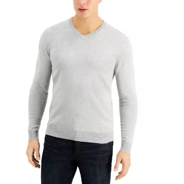 Alfani Mens V-Neck Ribbed Trim Long Sleeve Sweater BHFO 9261