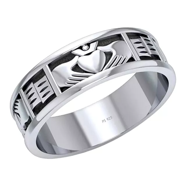 Neuf Femmes 6mm 0.925 Argent Sterling Irlandais Claddagh Celtique Bague Anneau