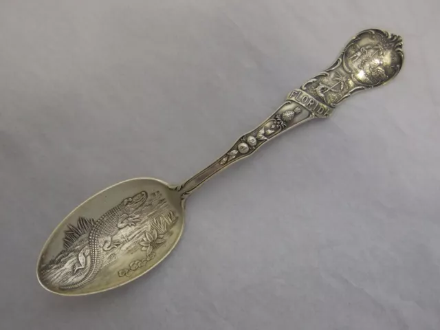 Florida Alligator Sterling Silver Souvenir State Spoon