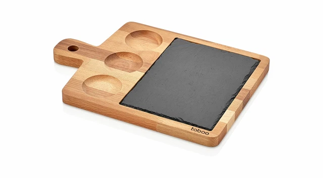 EN CUISINE Planche de service ROCK&BRANCH acacia/ardoise/bambou