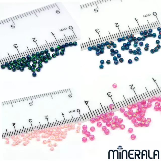 Laboratoire Created Synthétique Mousseux Opale Rond Perles Complet Perceuse 2mm