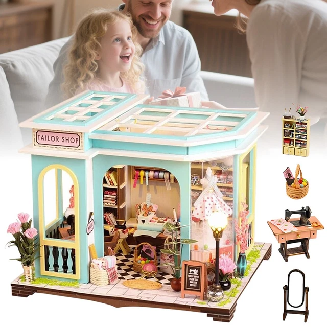 TAILOR SHOP BUILDING Set Dollhouse Kit Handmade 3D Educational for ...
