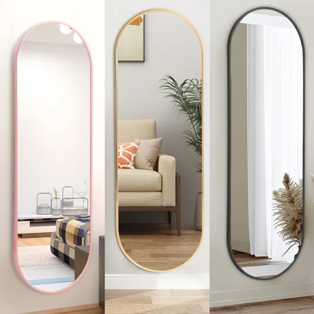 120cm x 40 cm Full Length Body Mirror Metal Oval Frame Glass Large Wall Mirror