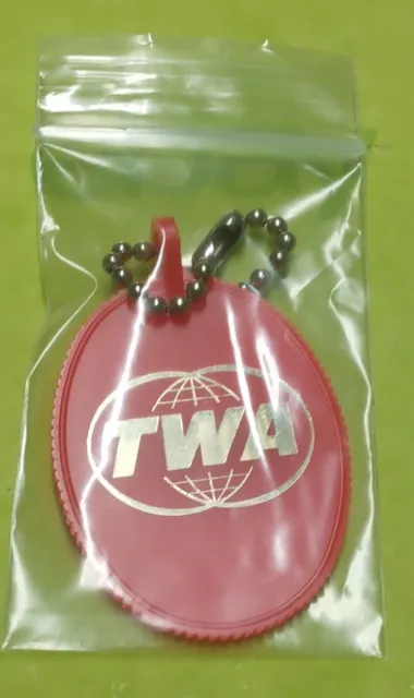 Vintage Red Plastic TWA Key Ring - NOS