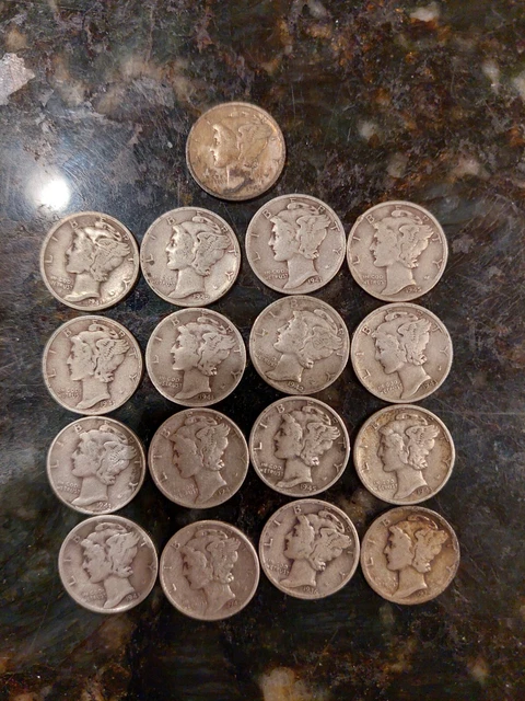mercury dimes lot of 17 - Mostly Early 40's