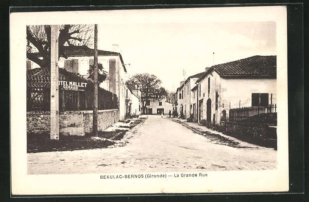 CPA Beaulac-Bernos, La Grande Rue, Hotel Mallet, Garage