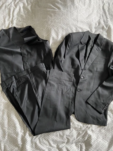 Costume Garçon 3 Pièces Fabio Lucci Noir - Taille 3 Ans - Veste, Gilet, Pantalon