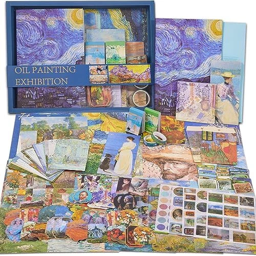Kit de suministros de álbum de recortes 480 piezas Plus, pintura al óleo estética vintage de Van Gogh