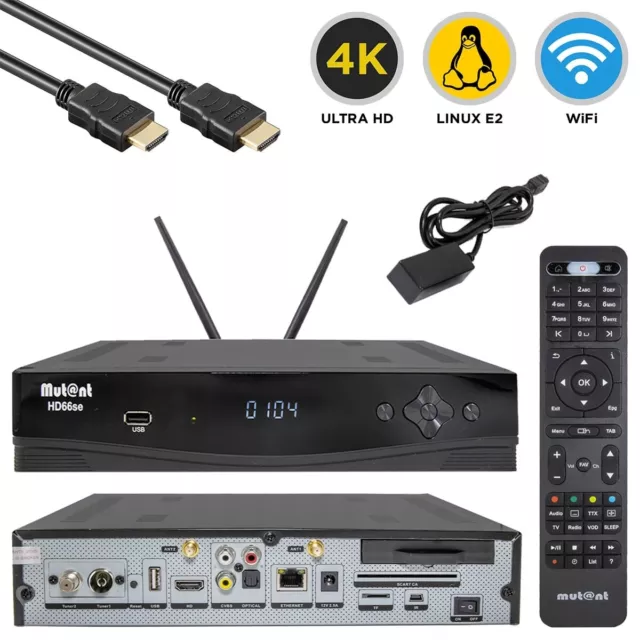 Mutant HD66 SE 4K UHD Linux E2 PVR WiFi HDMI CA 1x DVB-S2X/C/T2 Combo-Receiver