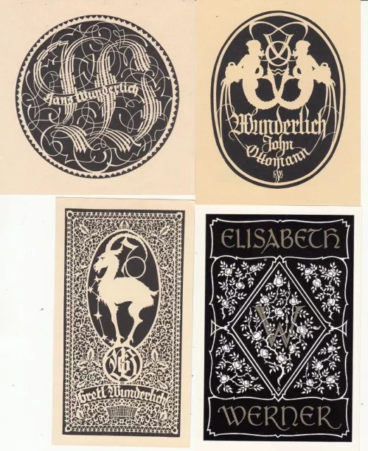 7 Exlibris Bookplate Klischees Hans Schaefer 1900-1976 Konvolut Lot 6