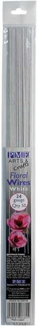 Cables florales PME Sugarcraft blancos calibre 24, 36 cm, paquete de 50
