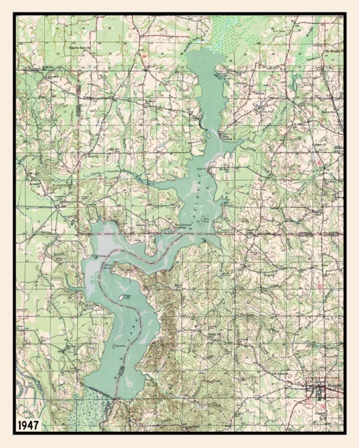 1947 Map of Lake Bistineau Louisiana Bienville Bossier and Webster Parish