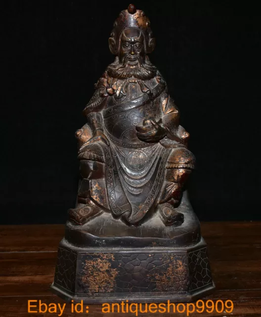 11.6 " China Bronze Gilt  the god of fortune Mammon people Ingots Wealth Statue