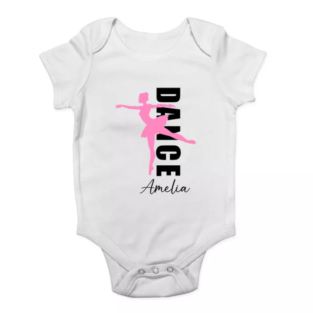 Personalised Dance With Pink Ballerina Baby Grow Vest Bodysuit Boys Girls Gift