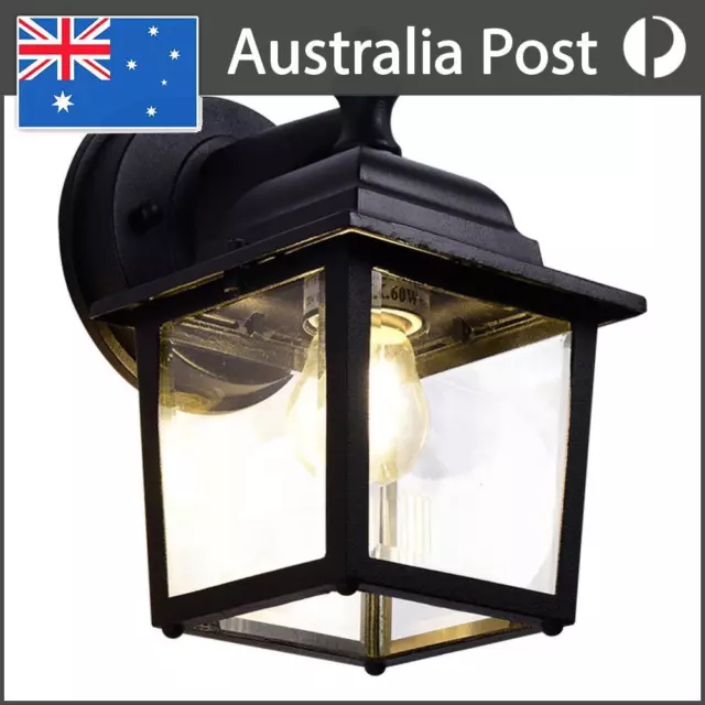 Retro E27 Wall Lamp Waterproof Glass Lantern Light Sconce Outdoor Garden Decor