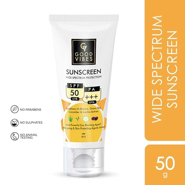 Good Vibes Wide Spectrum Protection Sunscreen With SPF 50 (50 g)| Sun Protection