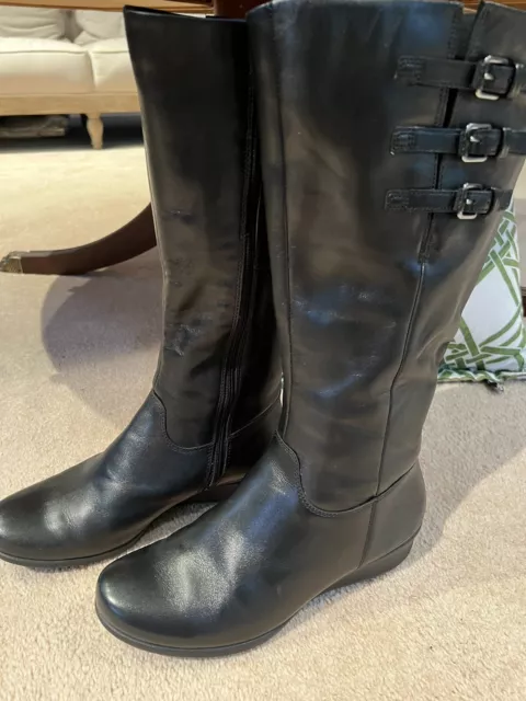 ❤️Stunning RRP $390 Designer black leather boots Ecco as new! size 37