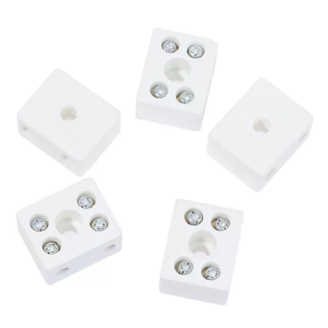 5Pcs 2 Postion 5 Hole Ceramic Wiring Terminal Block high frequency porcela.h3 2