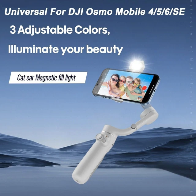 Oreja de gato con luz de relleno magnético a temperatura de 3 colores para Osmo Mobile 6 OM 4/5/6/SE