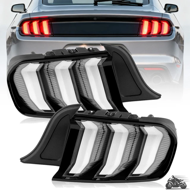thumbnail image 2 of Preenex Euro Clear LED Sequential Tube Tail Lights For Ford Mustang 2015-2023, Black Housing, SAE DOT 2 of 6