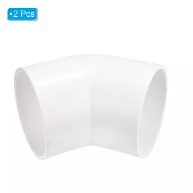 2Pcs 45 Degree Elbow Pipe Fittings 2-1/2 Inch UPVC Fitting Connectors White 3