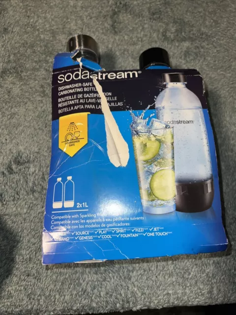 SodaStream Twin Pack Sparkling Black Water Machines Bottles 1 Litre