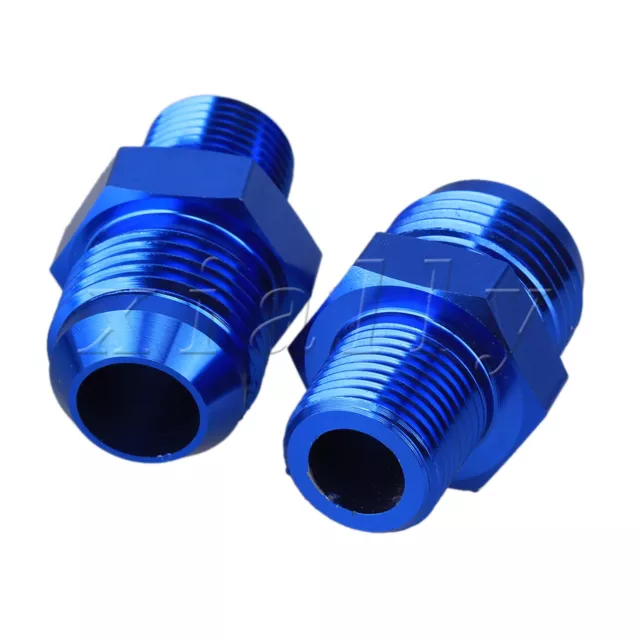 AN10-3/8" NPT Straight Adapter Car Oil Fittings Set of 2 Blue