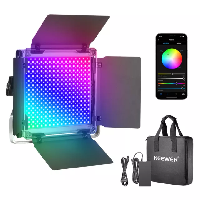 Neewer 530 RGB Led Light Lighting Kit APP with LCD Screen/U Bracket/Barndoor