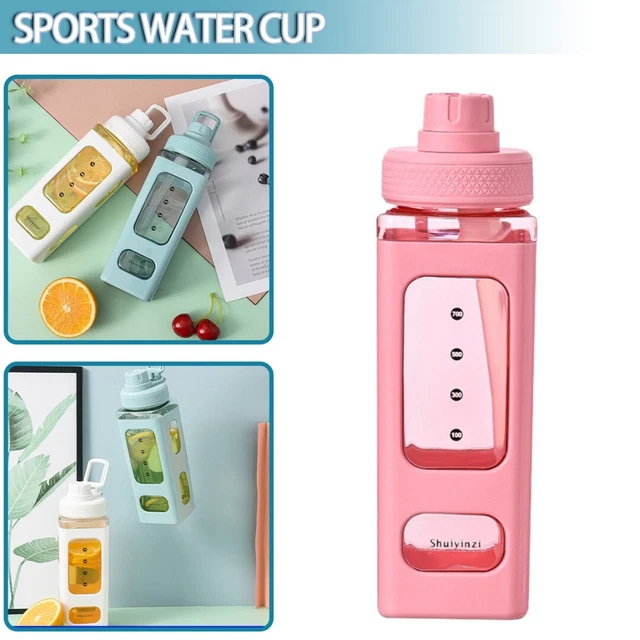 700ml Kawaii Bear Water Bottle with Straw Cute Portable Square Drinking A