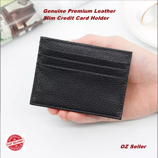 Slim Credit Card Holder 7 Cards Genuine Premium Leather Money Pouch BankAU Stock