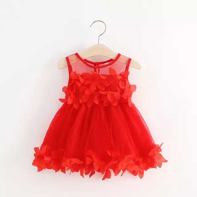 Kids Girls Pink Dresses Pageant Toddler Kids Baby Girl Sleeveless Flower Tulle