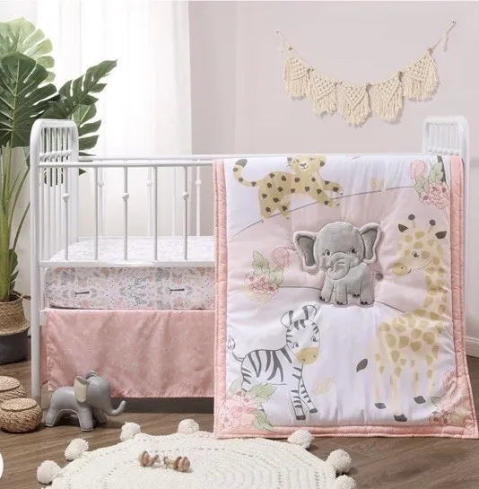 NWT Wildest Dreams 3 Piece Baby Girl Microfiber Crib Bedding Set The Peanutshell