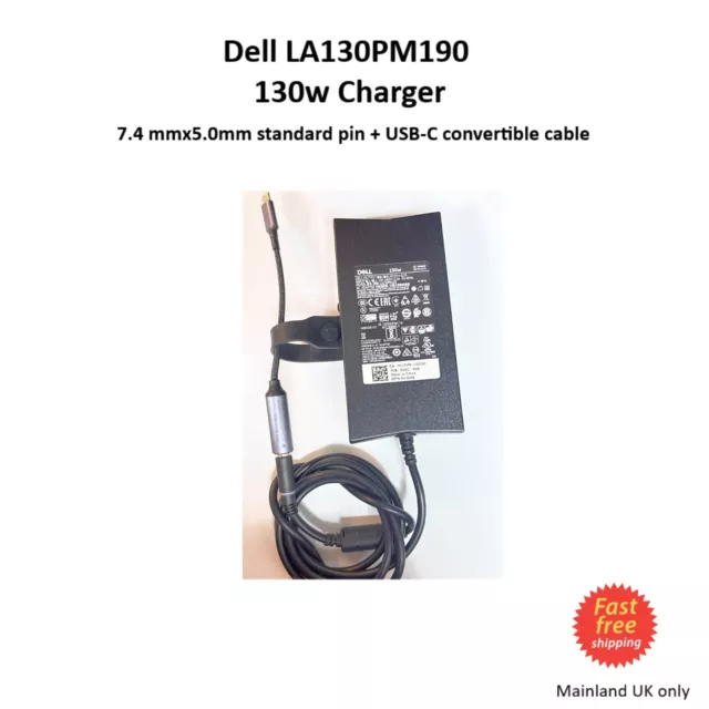 +Original Dell 130W  USB C pin Charger Adapter 19.5V 6.7A PC Laptop LA130PM190