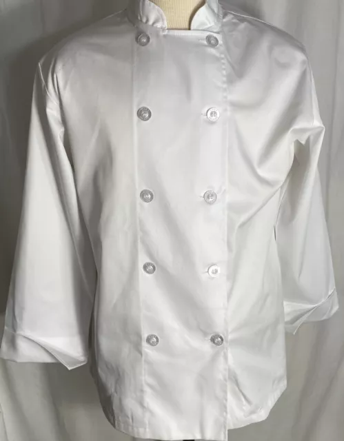 New Uniform Chef Works Size L White Poly/Cotton Cool Vent Chef Double Breasted