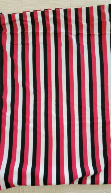 VINTAGE 1960s-1970'S ~  Red Black White stripe  Mod  Knit  FABRIC  Hippie  70in