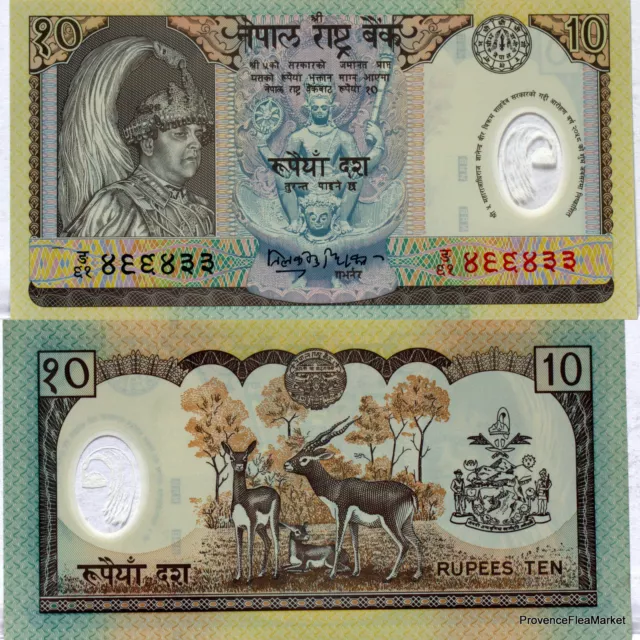 NEPAL billet neuf en POLYMERE de 10 ruppees Pick45 Antilopes  2002