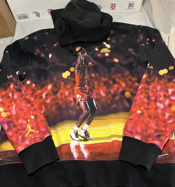 Sale🔥🆕Mens Large Nike JumpMan Air Jordan Hoodie MJ All Over Print