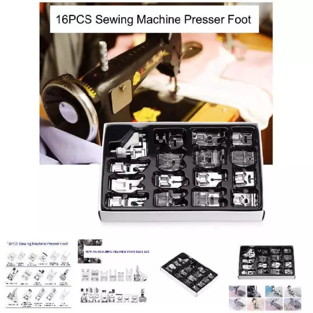 16PCS Sewing Machine Walking Foot Presser Feet for-Brother Singer Janome-Parts