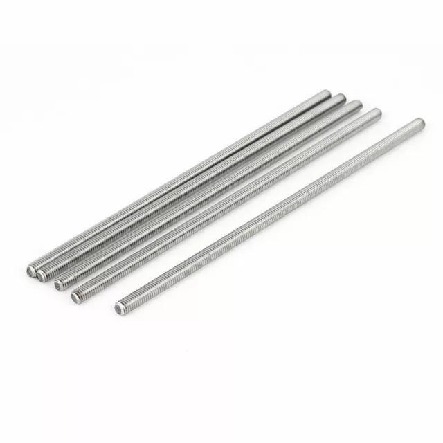 M6 x 180mm 304 Stainless Steel Fully Threaded Rod Bar Studs Silver Tone 5 Pcs