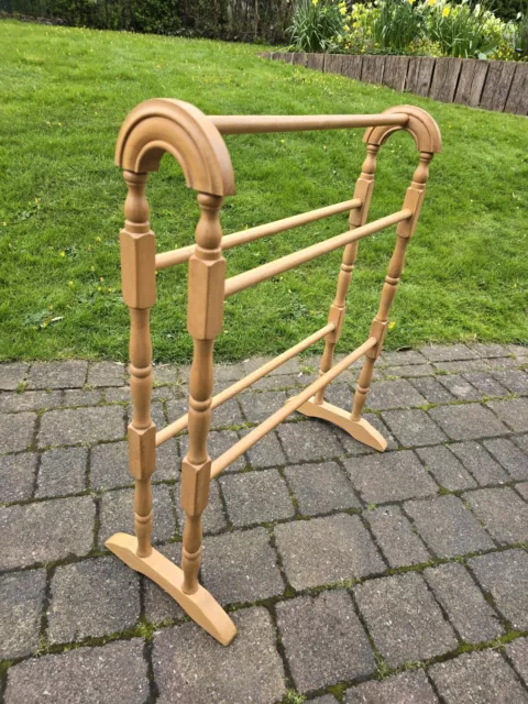 Vintage Edwardian Style Wooden Floor Standing Towel Rail / Airer