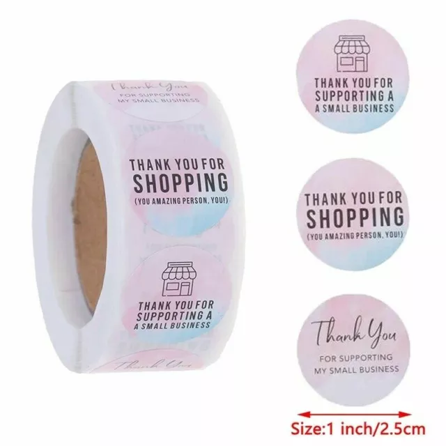 Round Thank You Hand Made With Love Labels Stickers Gift Food Craft Box Pink