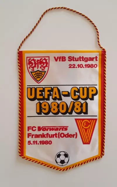 Fußball Wimpel DDR  FC Vorwärts Frankfurt/Oder VFB Stuttgart UEFA CUP 1980/81