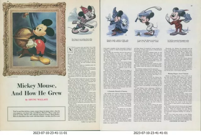 1949 Mickey Mouse How He Grew Portraits Over Time 21 Years Vtg Print Story C14