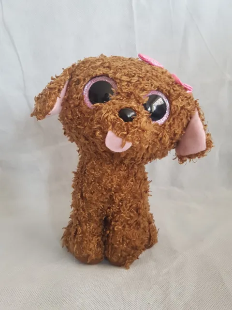 Ty Beanie Boos Maddie Chocolate Poodle 8" Plush Dog Glitter Eyes Stuffed Animal