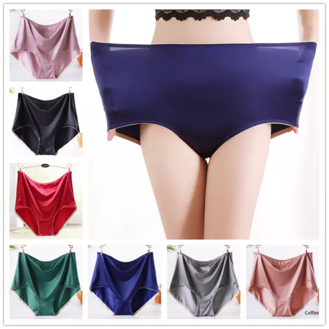 WOMEN FAUX SATIN Silk Underwear Briefs Knickers Loose High Waist Soft  $18.80 - PicClick AU