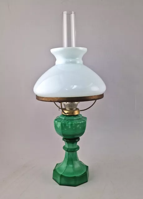 9168001 Kerosene Lamp Malachitgrünes Glas H48cm