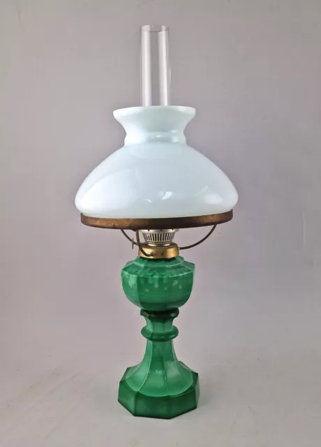 9168001-d Kerosene Lamp Malachitgrünes Glas H48cm